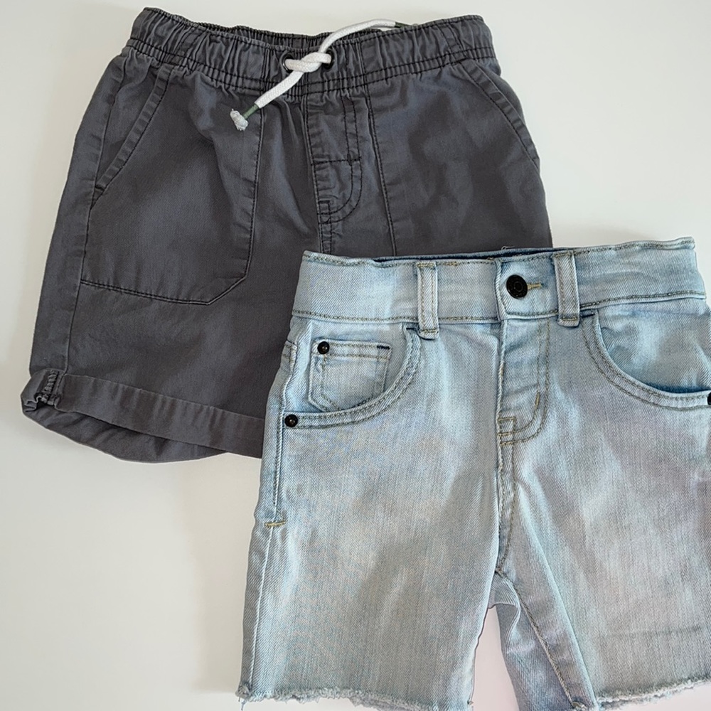Toddler Cat & Jack Shorts (2 pairs) {Grey and Ligthwash Blue Jean} 3T